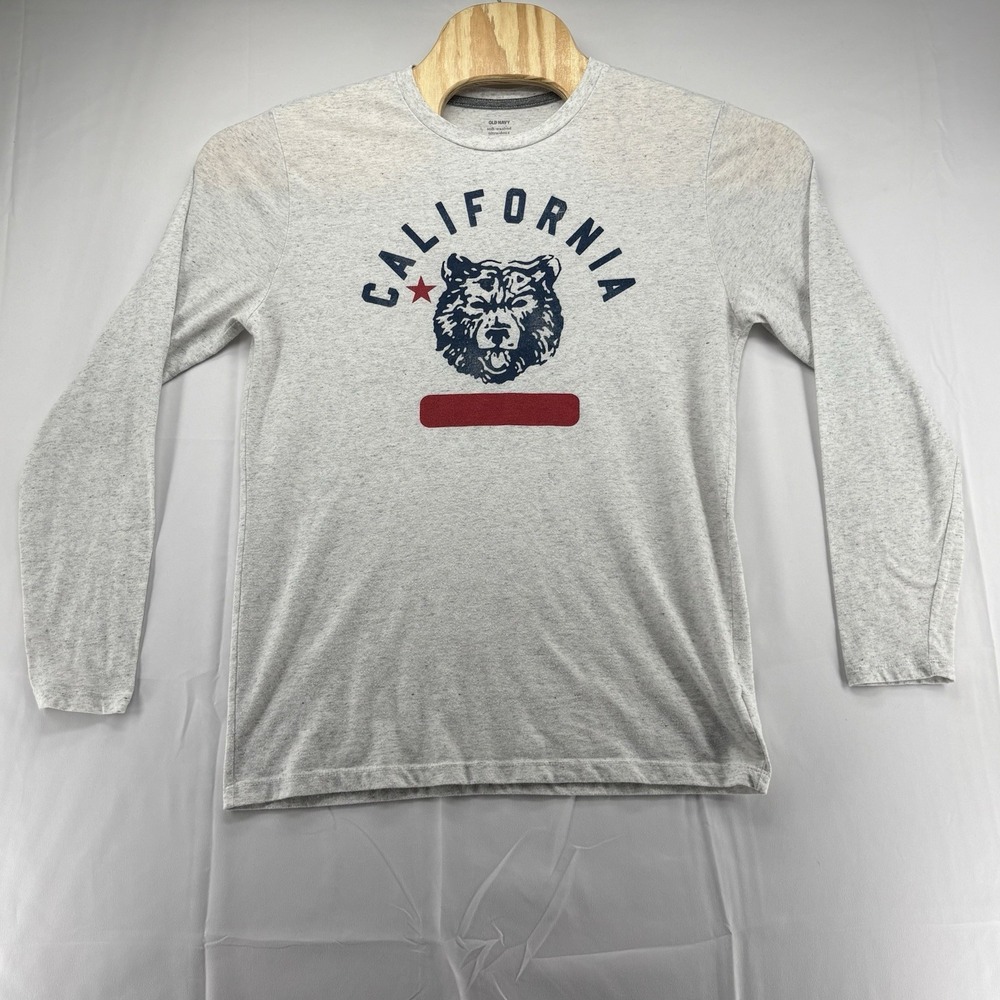 California Bear Men's‎ Old Navy Long Sleeve T-shirt Size Medium Light Gray